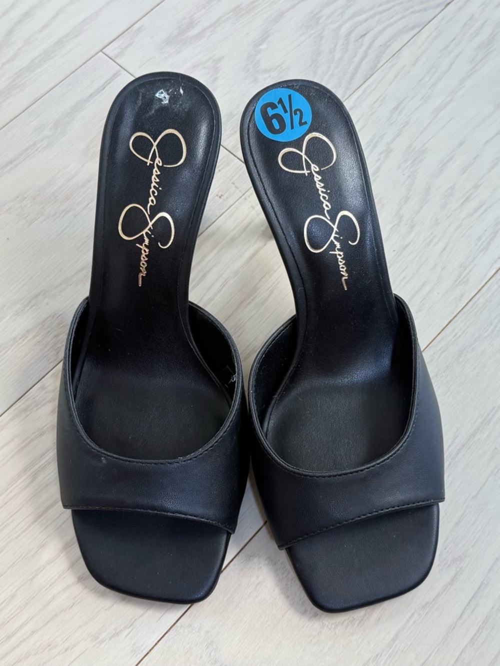 Jessica Simpson Black Slip-On Kitten Heel Sandals